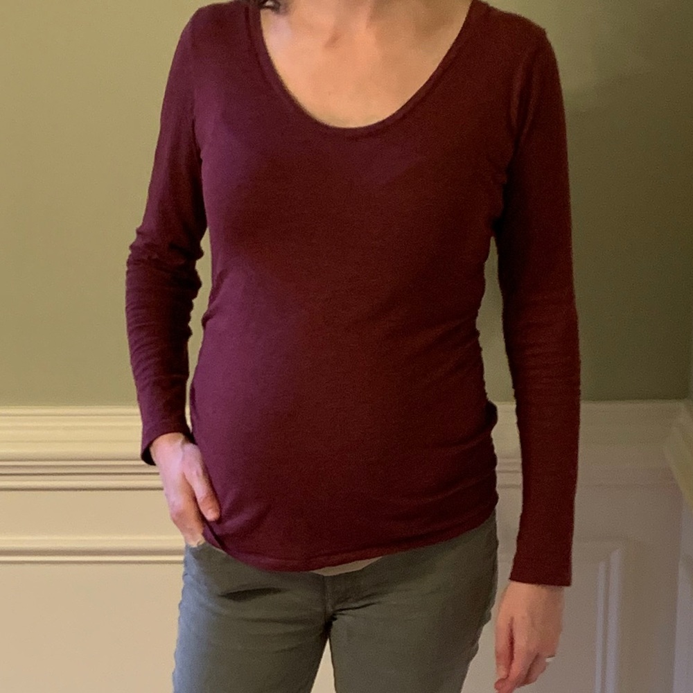 Isabel Maternity Long Sleeve in Heather Maroon